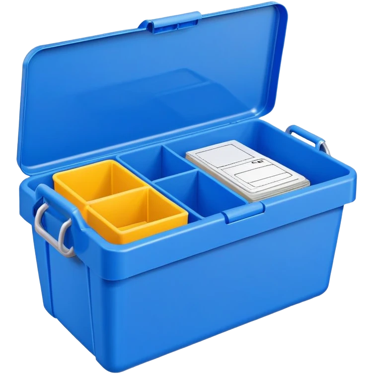 plastic parts bin tote blue emoji