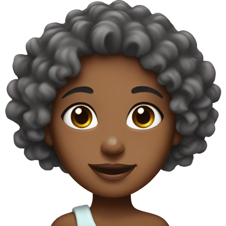 Girl with curly hair doing her skin care emoji