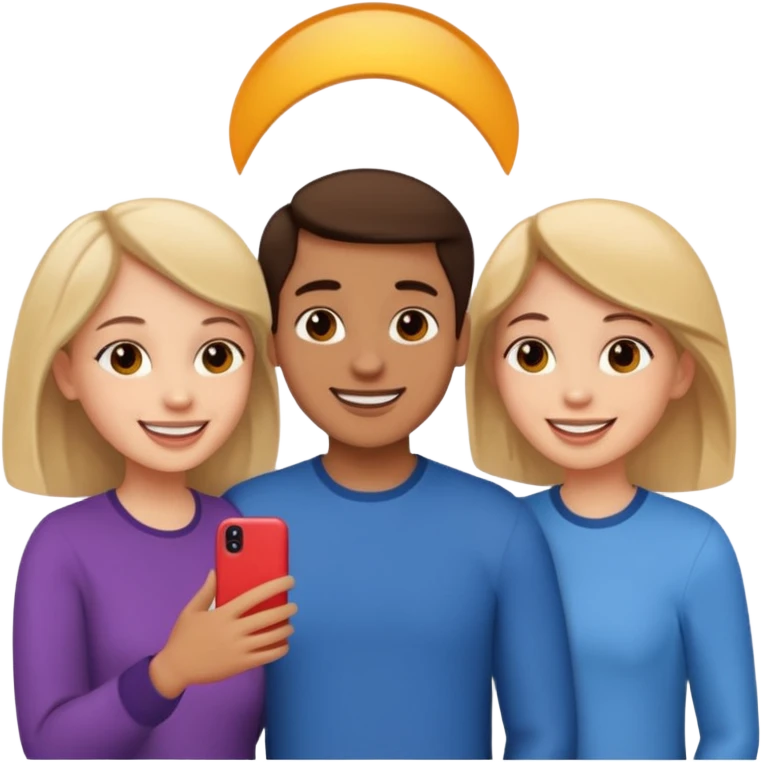 Three friends talking and looking each other emoji