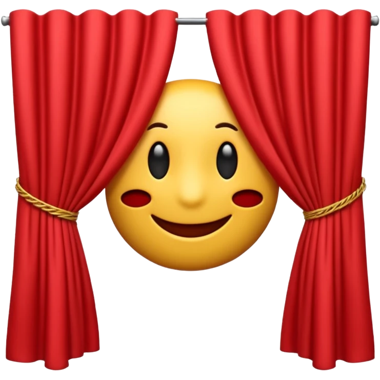 A 3D emoji of red theater curtains in , slightly parted in the middle with soft folds. Glossy, smooth texture, minimal Apple-style rendering, isolated on a white background.




 emoji
