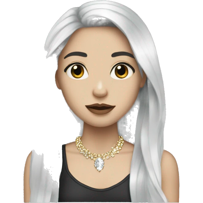pale girl with long black hair bling emoji