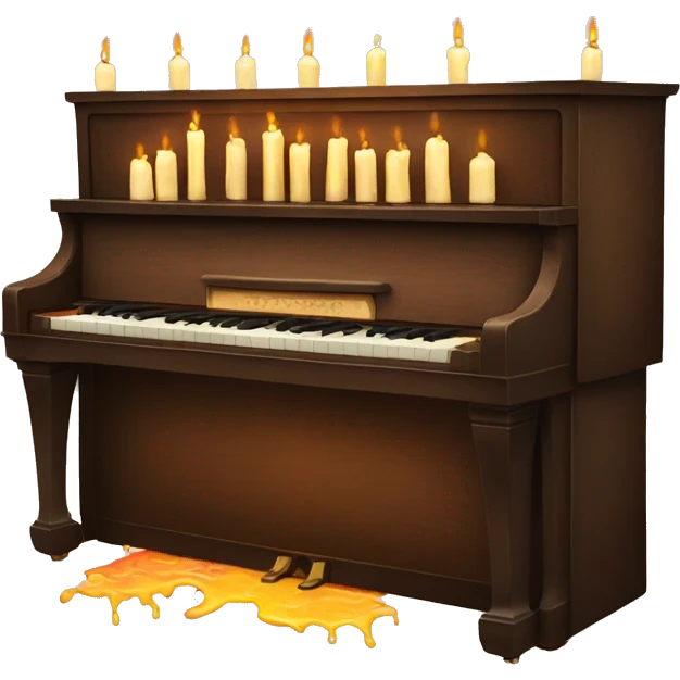 vintage piano with melted candles on top emoji