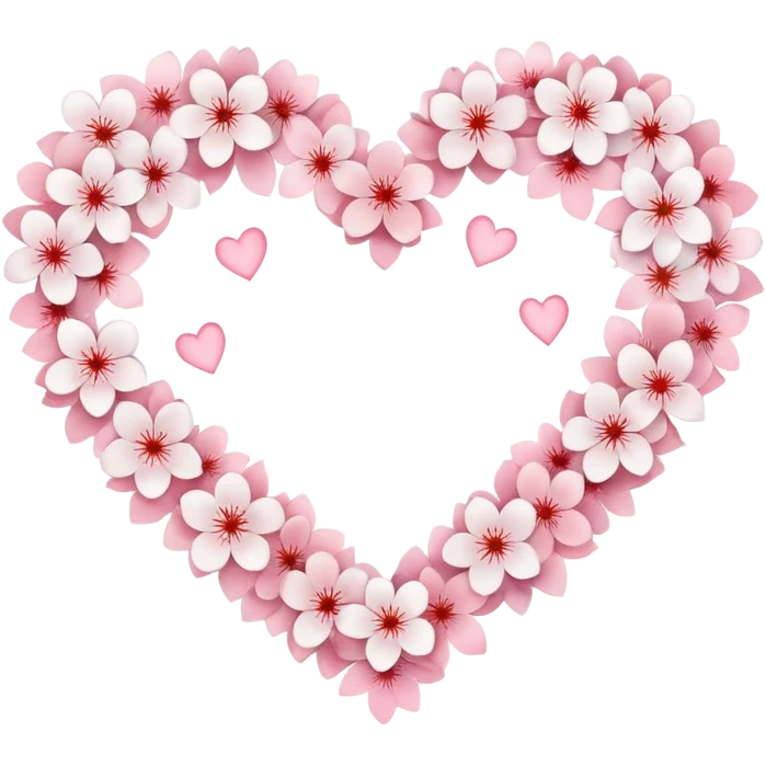 white heart made of sakura petals emoji