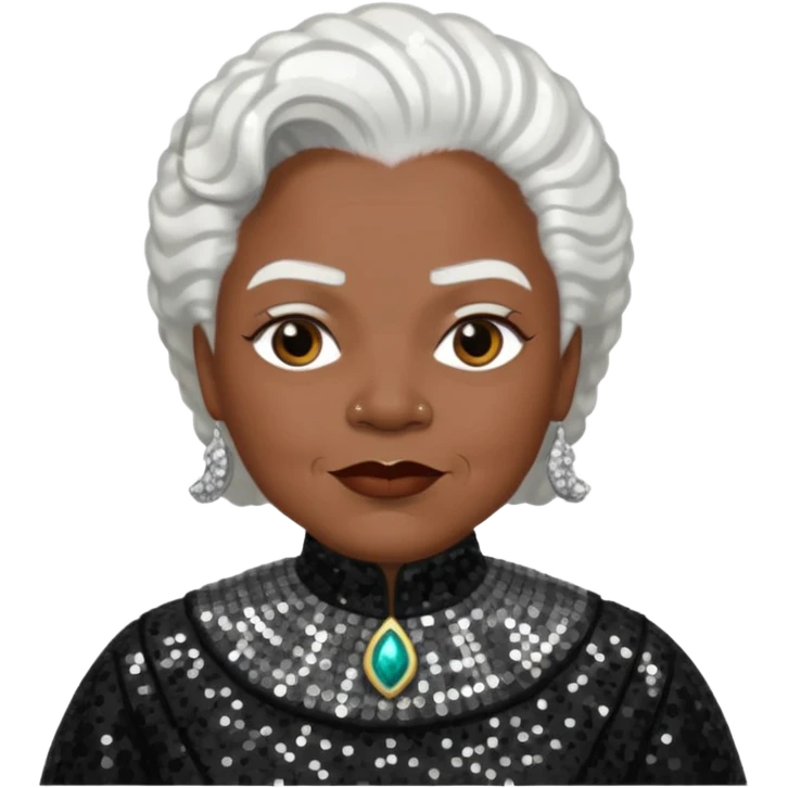 Mary McLeod Bethune with white hair, black sequin outfit  emoji