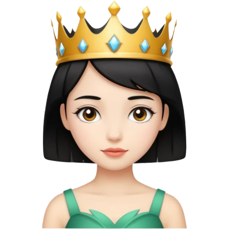 Chica linda pelo corto negro con una corona  emoji