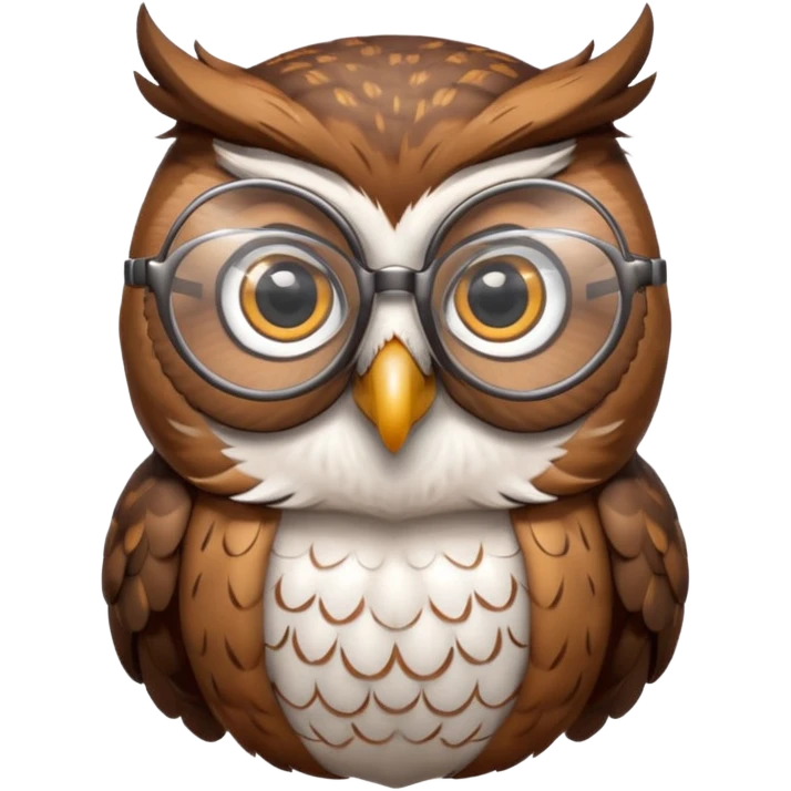 Owl with reading glasses emoji