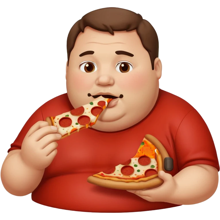 Fat man eating pizza emoji