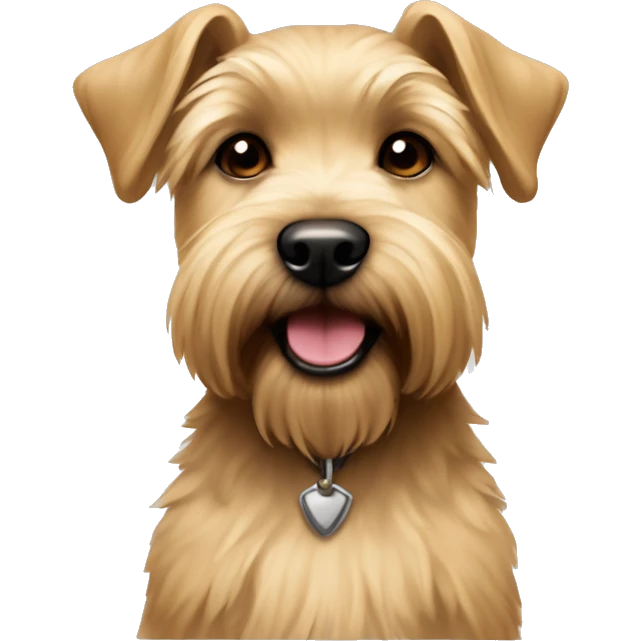 Tan Cairn and wheaten terrier girl puppy with one ear pointed up
 emoji