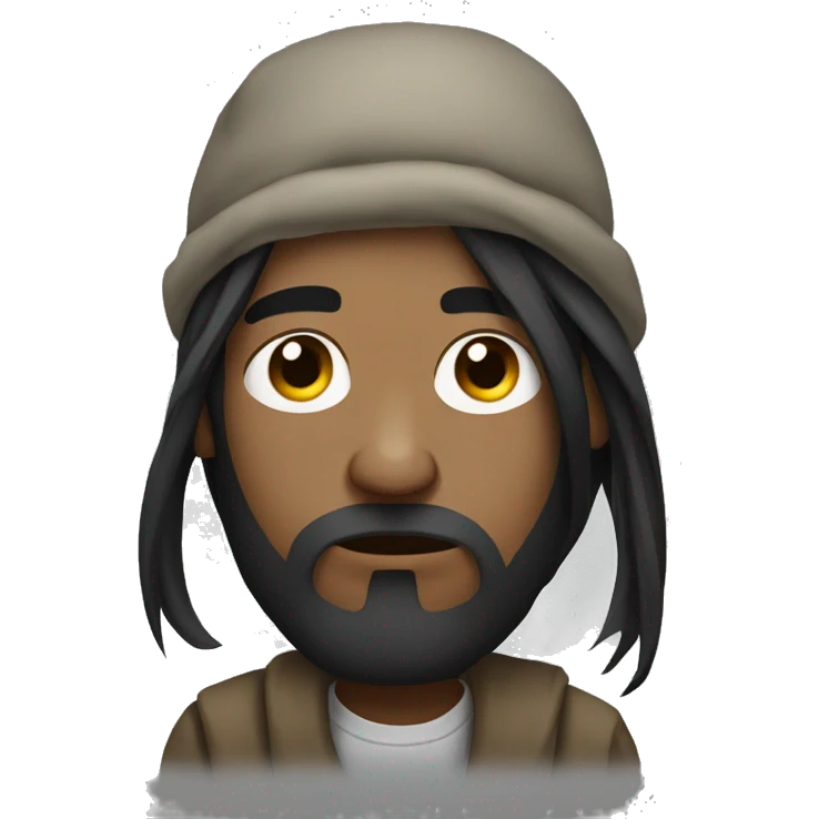 Homeless man with long straight black hair half asleep emoji