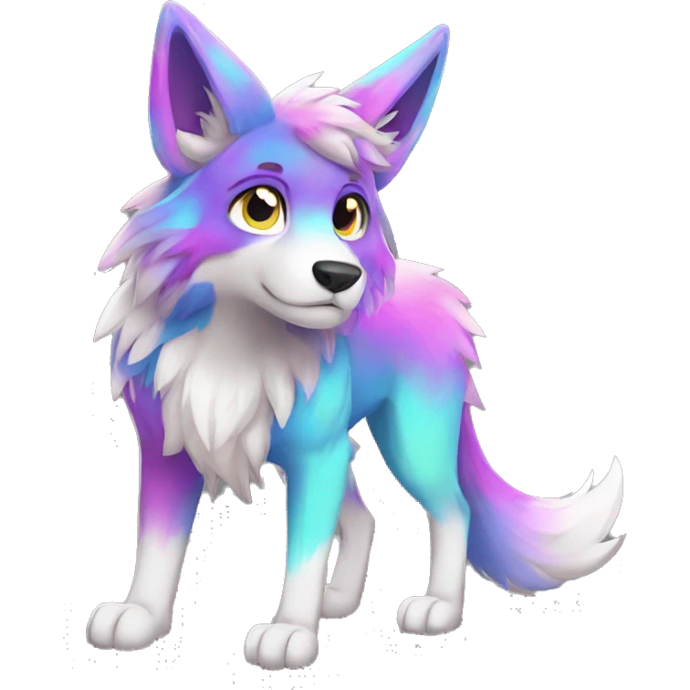 Colorful Shiny Fionbri-Falvie-sparkle-wolf-sona full body emoji
