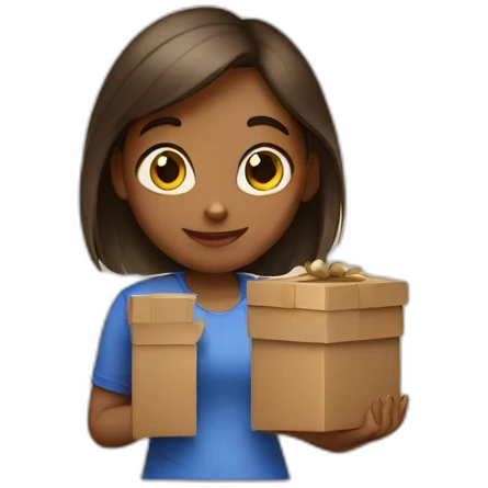 girl holding boxes emoji