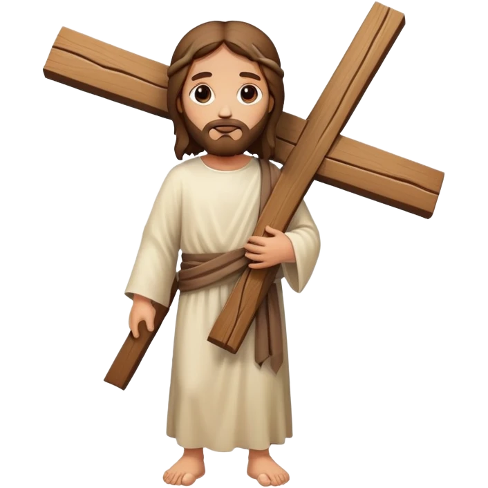 Jesus carrying a clearly defined fixed cross shape fullbody view emoji