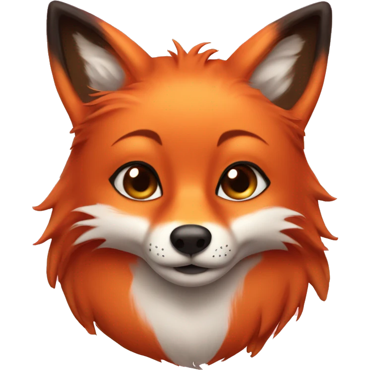 lush red fox face, sparling heart eyes, female features emoji