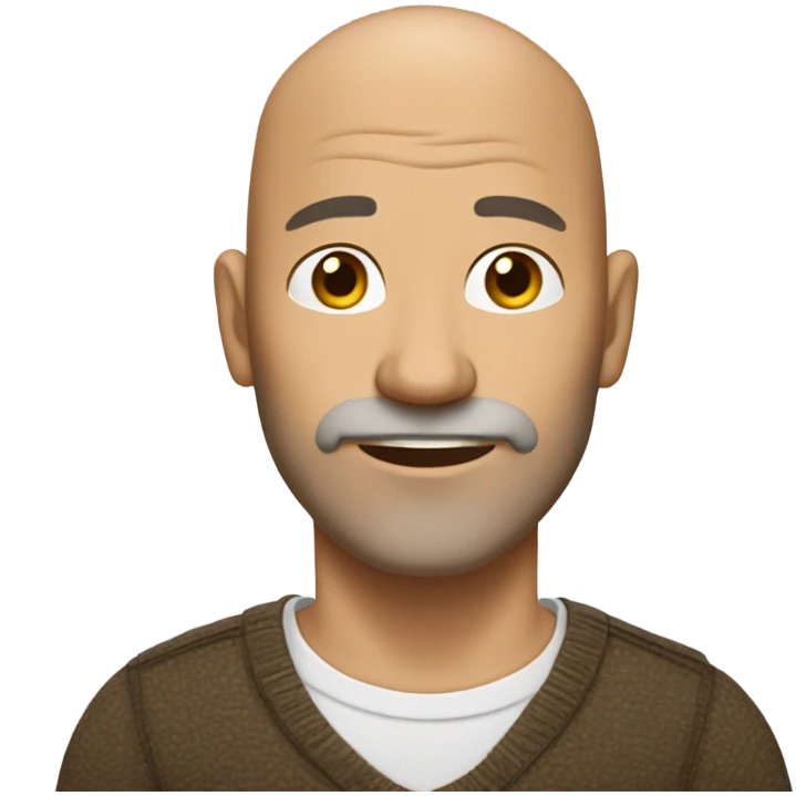 Middle aged man bald with prickly beard and prickles of hair brown eyes tan skin emoji