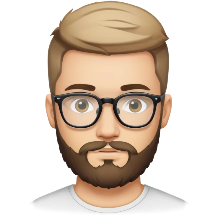 Young men, 25-year-old Caucasian male with glasses, a beard, and tattoos. emoji