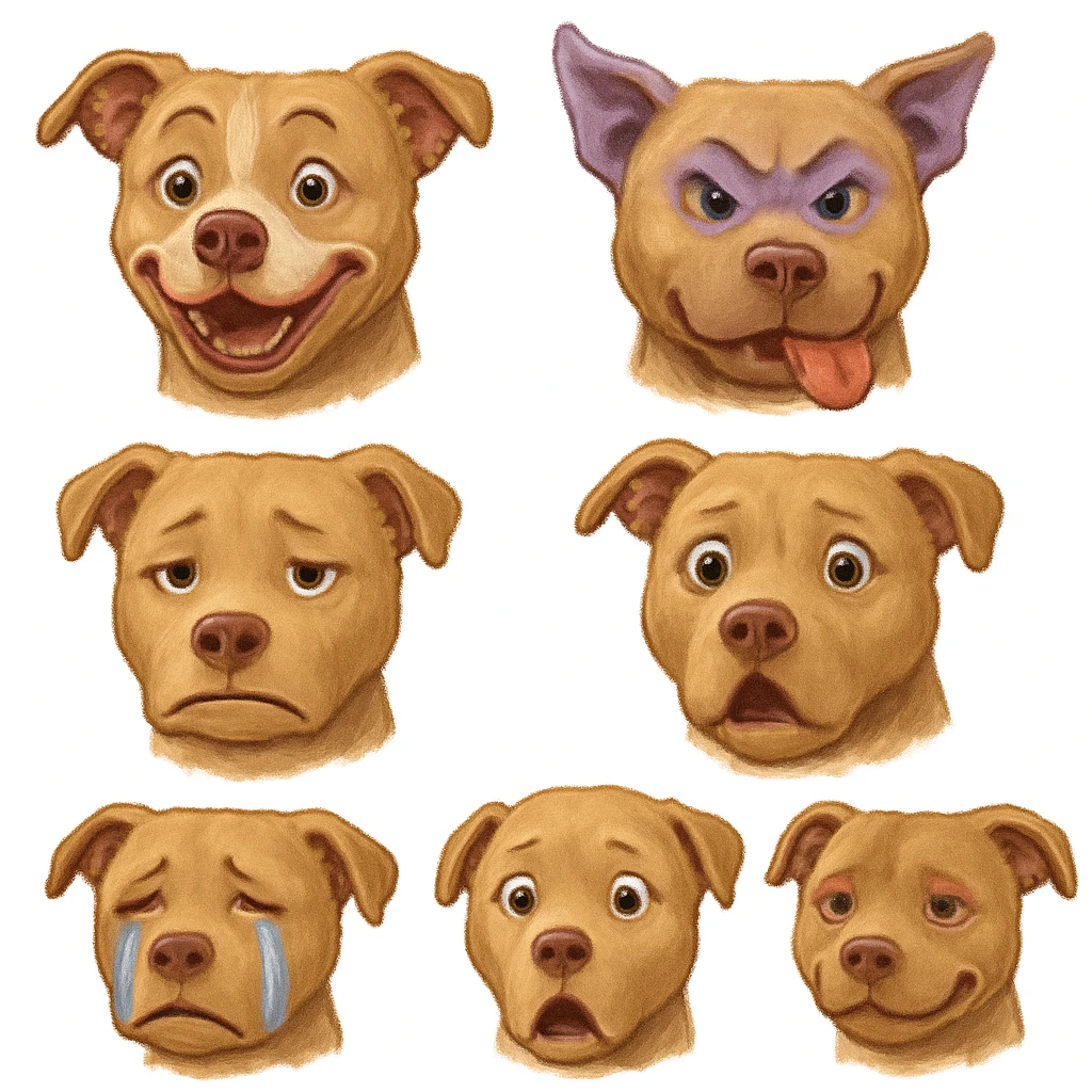 light brown american pitbull terrier with light brown eyes emoji