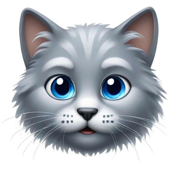 Fluffy grey cat with blue eyes and a tiara emoji