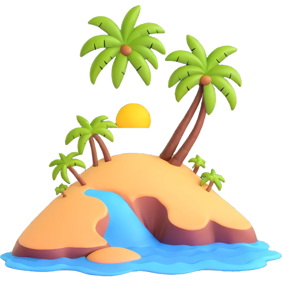 small tropical island with palm tree emoji