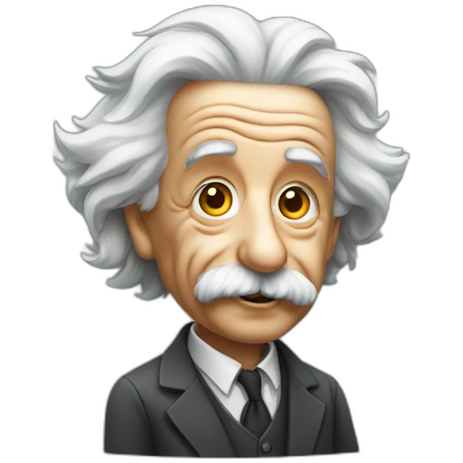 Albert Einstein con un smartphone emoji