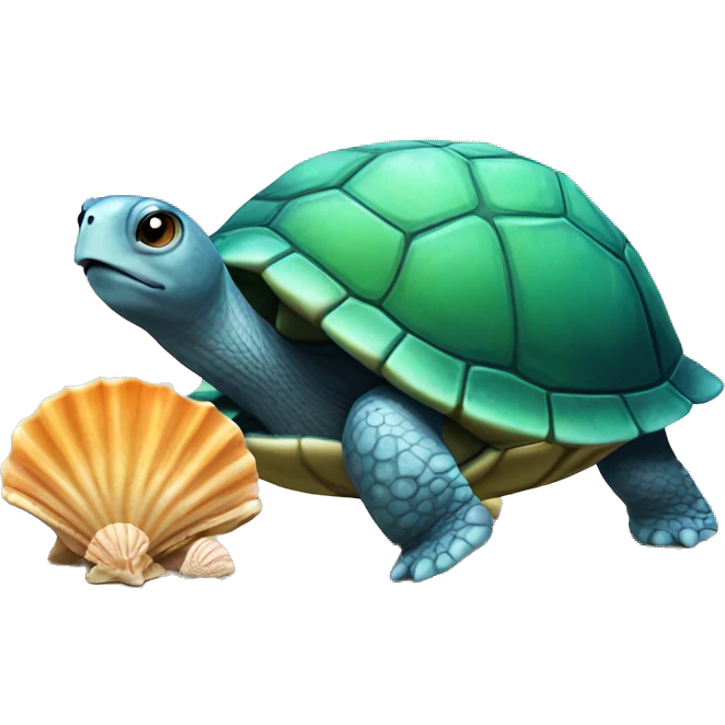 Turtle with a seashell for a shell emoji