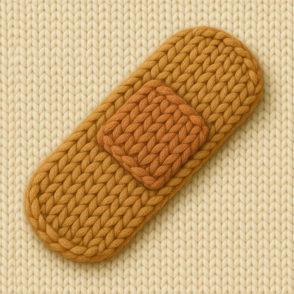 bandage, yarn texture, knitted patch style emoji