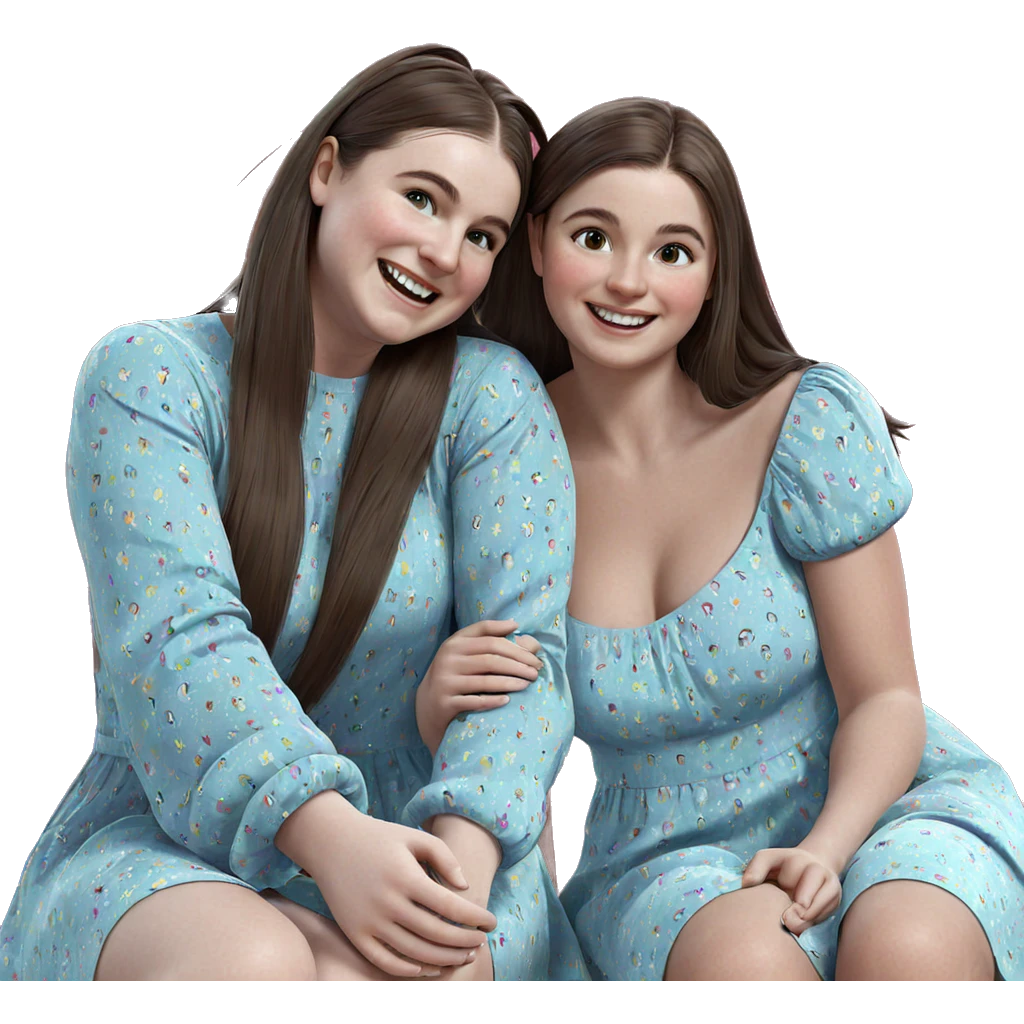 smiling girls in colorful dresses emoji