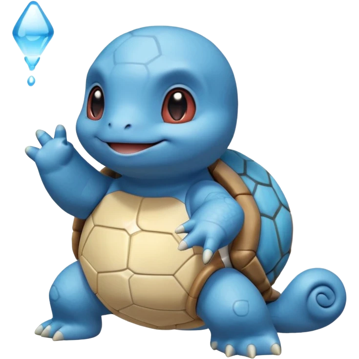 Squirtle, blue turtle Pokémon, playful, waving emoji