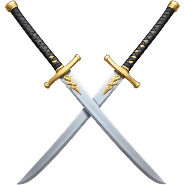 Design a stylized emoji icon of two crossed katanas, each with a different color.





 emoji