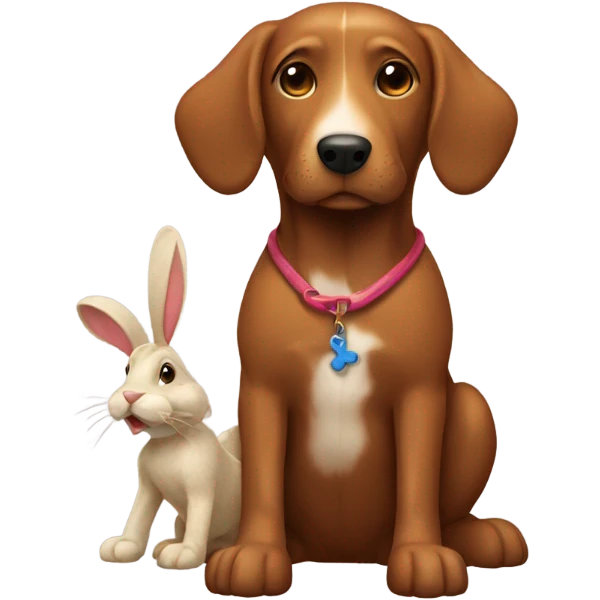 Brown dog with rabbit toy emoji