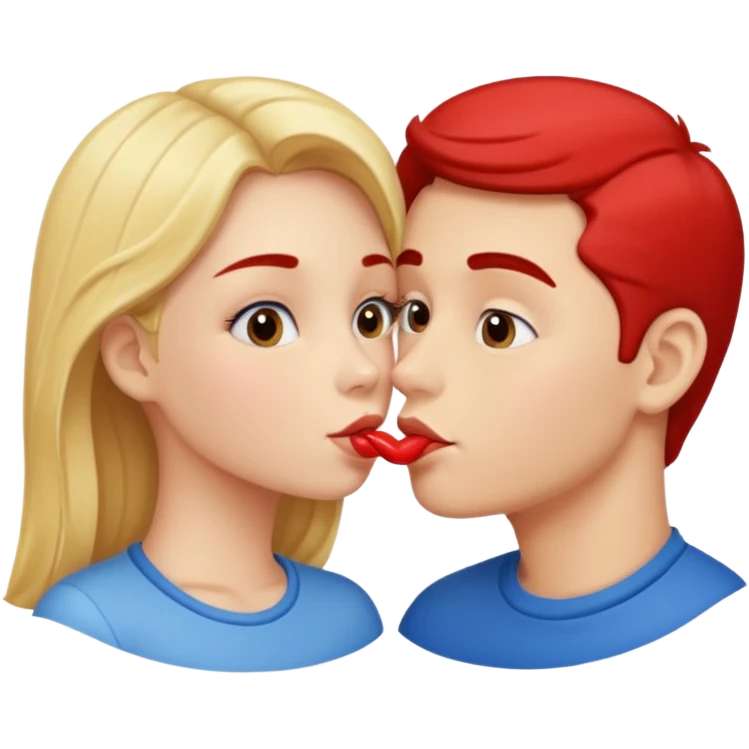 Girl and boy kissing each others lips  emoji