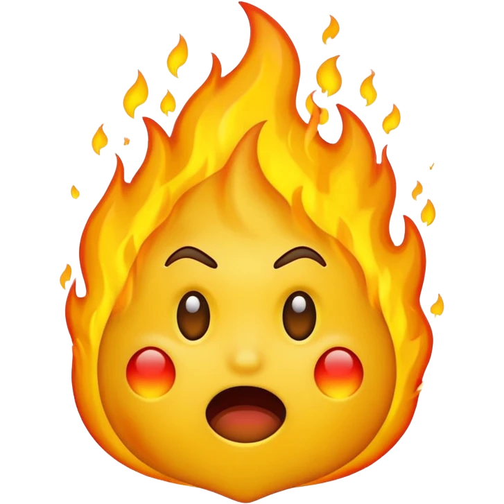 The emoji yellow On fire Scared emoji