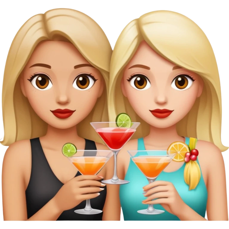 two girls with cocktails  emoji