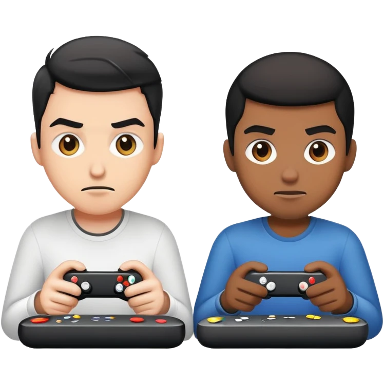 Two people gaming one black and one white  emoji