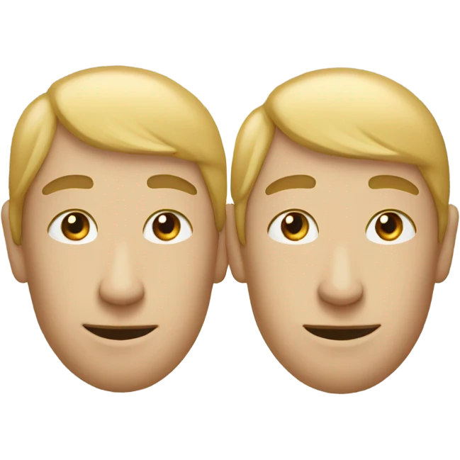 Two heads combined with a very long nose going up emoji