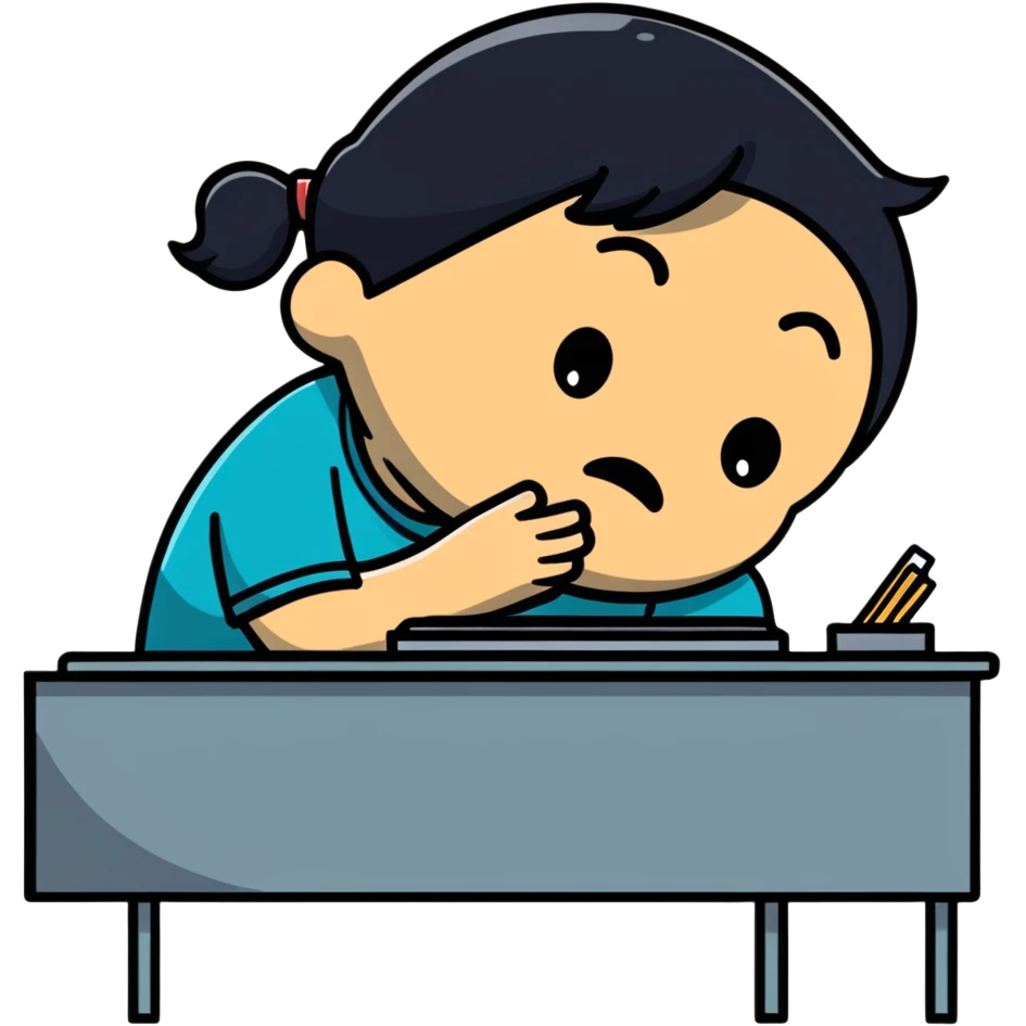 person sitting at a desk crying emoji