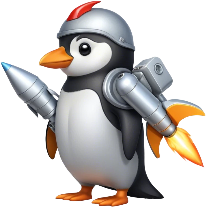 Mechanic Penguin with Rocket Booster on the back emoji