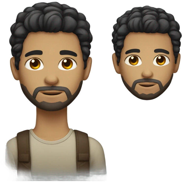 Light skinned male with black short hair and beard and brown eyes emoji