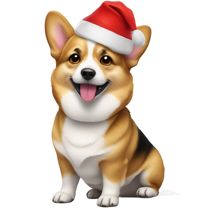 Corgie with a Santa hat emoji