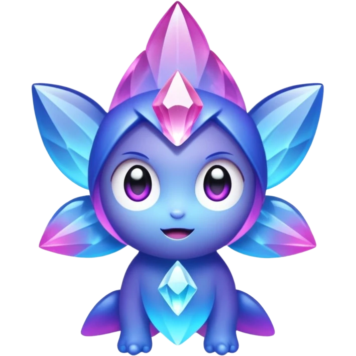 kawaii chibi style crystal sprite creature that is purple, blue, and pink  emoji