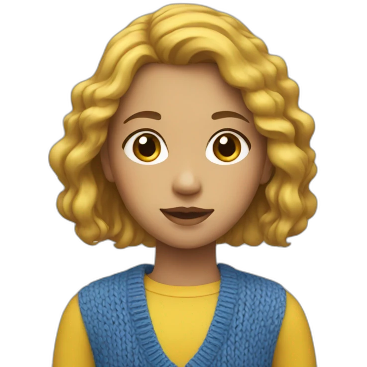 Girl in blue and yellow sweater emoji