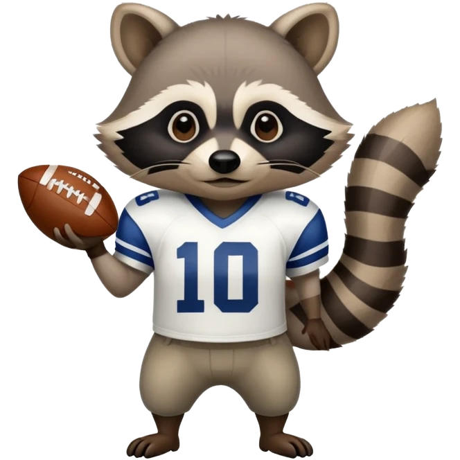 Raccoon pointing in an American football jersey emoji