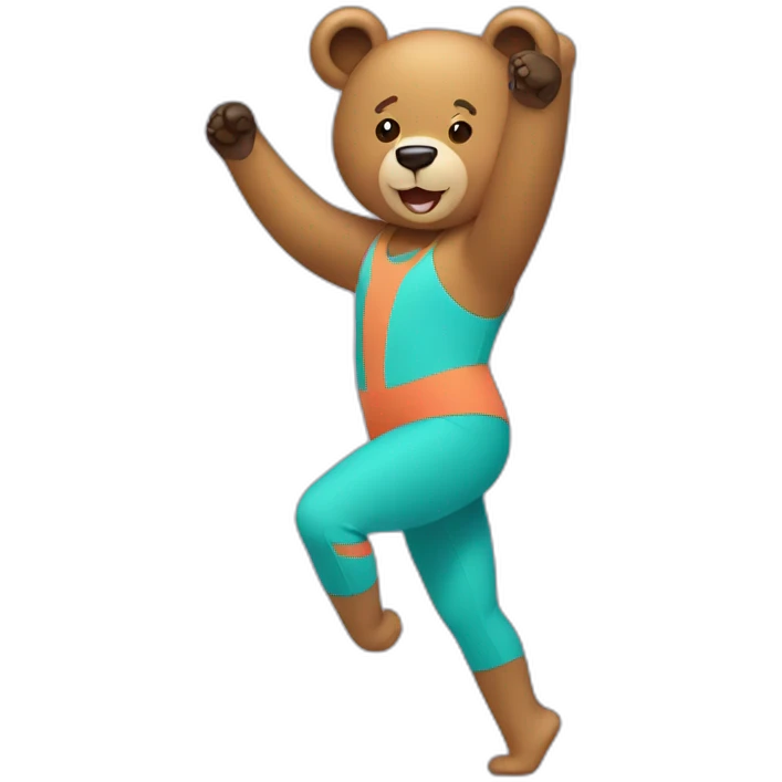 Bear wearing a unitard doing aerobics emoji