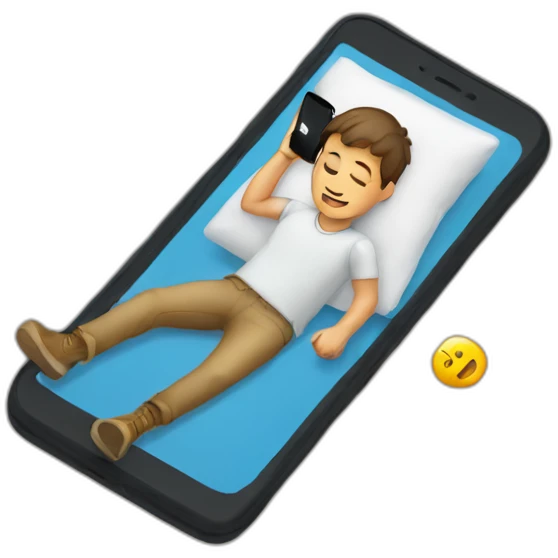 Boy laying on ground with his phone in the air emoji