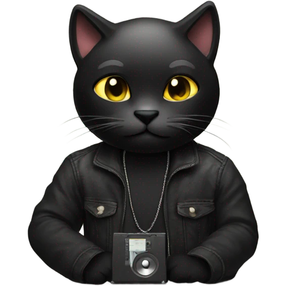 Black cat dj emoji