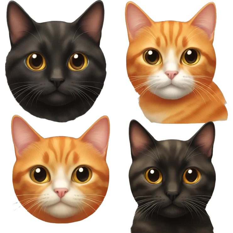 orange cat and black tortiseshell cat emoji