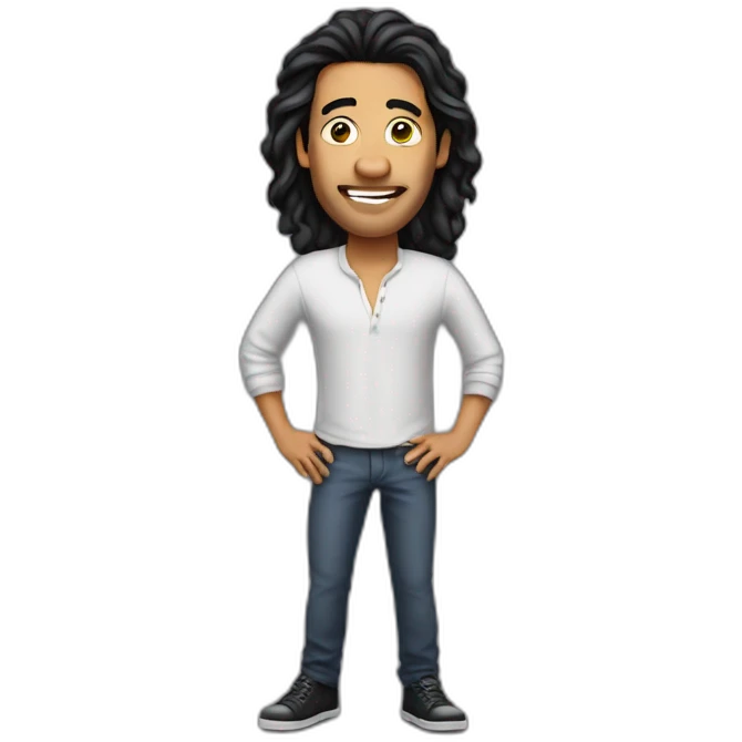 standup comedian with micro long black hair  emoji