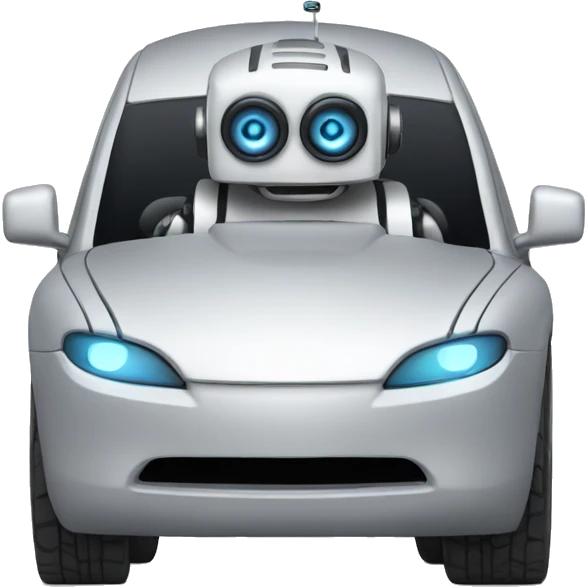 Robot driving car emoji