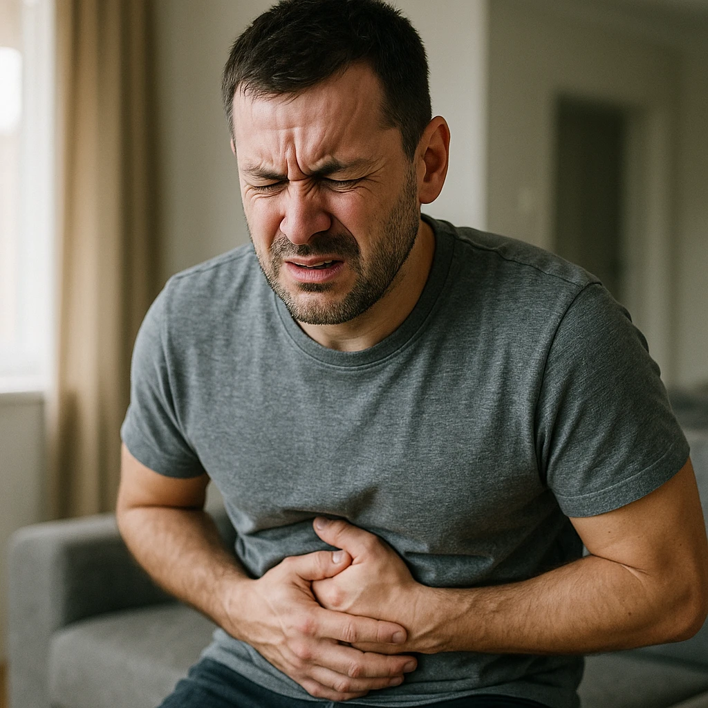 A person with stomach ache emoji
