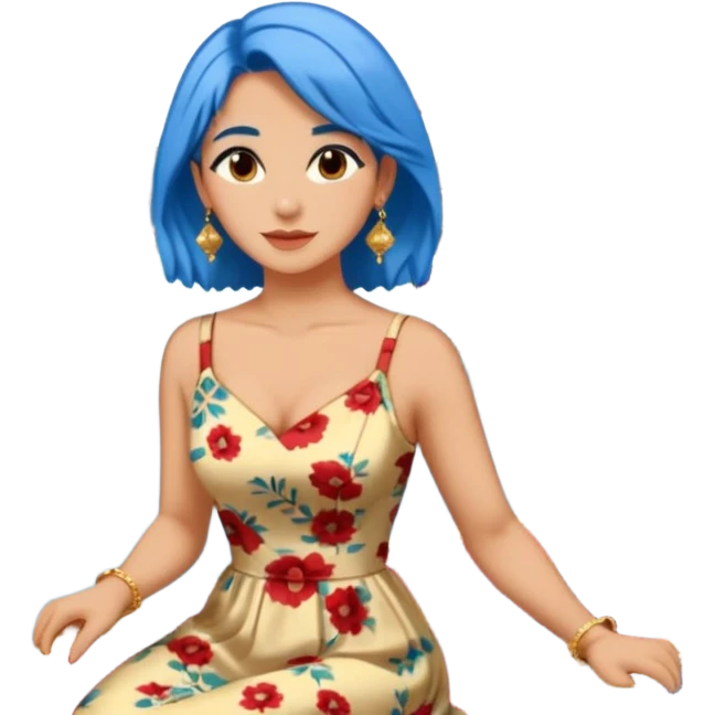 venice gondolier woman fat earring wearing blue hair emoji