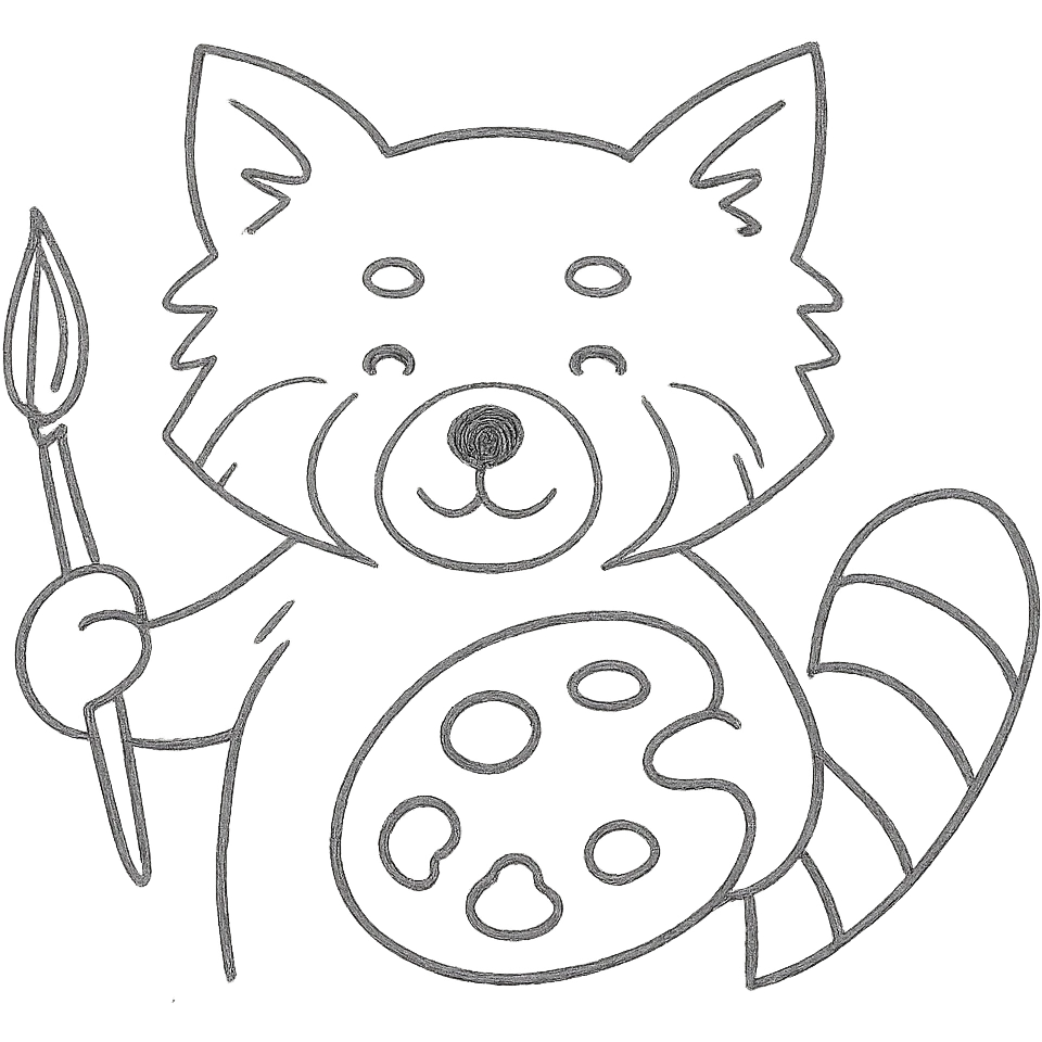 Red panda with brush and pallet emoji